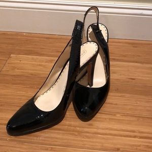 Black patent leather heels